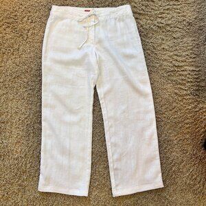 TOMMY BAHAMA Resort White Linen Wide Leg Drawstring Pants Women's Size 8